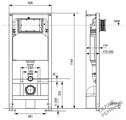 Фото Инсталляция для подвесного унитаза Tecespring S401111 с кнопкой купить в Омске: цена, описание, фото. Интернет-магазин 3