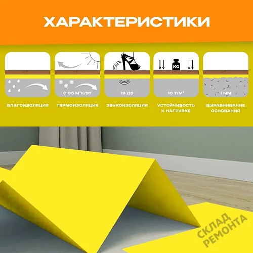Фото Подложка листовая Solid 2 мм под ламинат и паркет желтая – купить в Омске: цена, описание, фото. Интернет-магазин 3