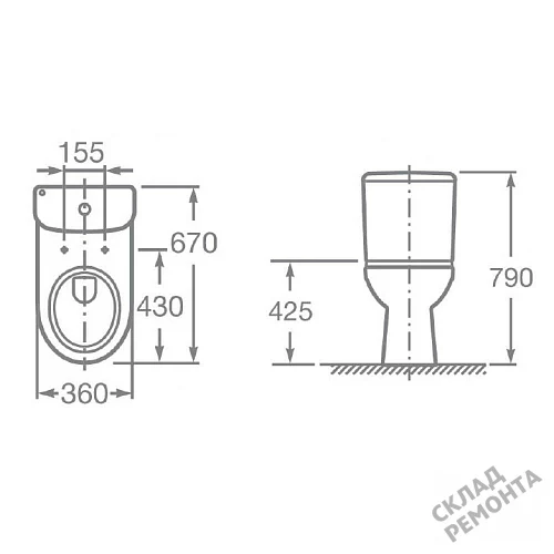 Фото Унитаз компакт напольный Roca Access 34P23800Y купить в Омске: цена, описание, фото. Интернет-магазин 4