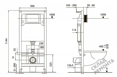 Фото Инсталляция для подвесного унитаза Tecespring S401110 с кнопкой купить в Омске: цена, описание, фото. Интернет-магазин 2