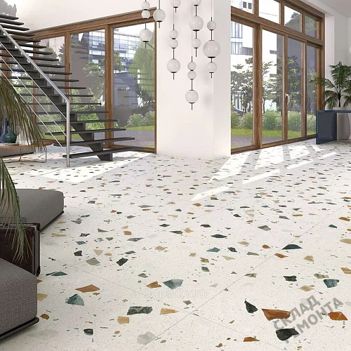 Фото Керамогранит матовый Steppe Ceramics Chips White белый 600*600*9 – купить в Омске: цена, описание, фото. Интернет-магазин 3